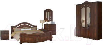 Комплект мебели для спальни Империал Александрина без ОМ ШК-4 (орех/золото)