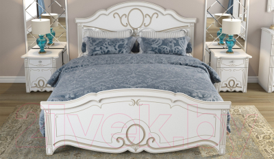 Комплект мебели для спальни Империал Барбара без ОМ ШК-5 (белый/золото)