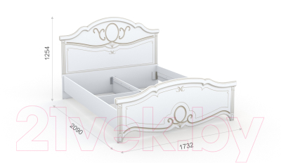 Комплект мебели для спальни Империал Барбара без ОМ ШК-5 (белый/золото)