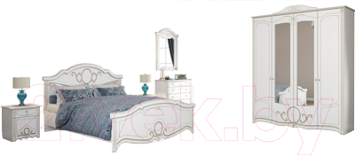 Комплект мебели для спальни Империал Барбара с ОМ ШК-4 (белый/золото)