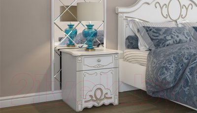 Комплект мебели для спальни Империал Барбара с ОМ ШК-4 (белый/золото)