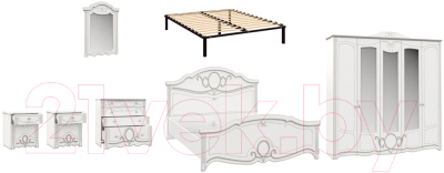 Комплект мебели для спальни Империал Барбара с ОМ ШК-5 (белый/серебристый)