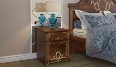 Комплект мебели для спальни Империал Барбара с ОМ ШК-4 (орех/золото)