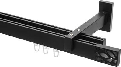 Карниз для штор Sundays Home Флэт Лайн Грид двойной (составной, черный матовый, 4м) -