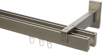 Карниз для штор Sundays Home Флэт Лайн Изи двойной (составной, заглушка, черный матовый, 4м) -