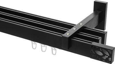 Карниз для штор Sundays Home Флэт Лайн Грид тройной (черный матовый, 2м) -