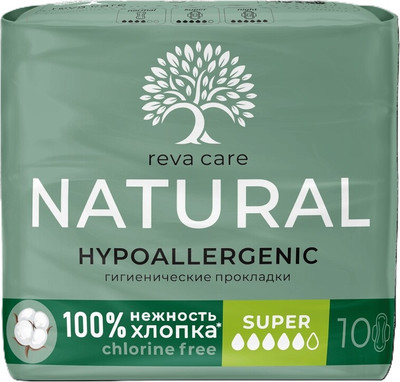 Прокладки гигиенические Reva Care Natural Super (10шт) - 