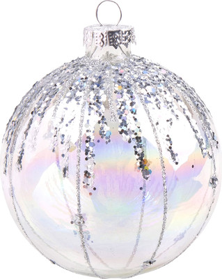 Шар новогодний Волшебная страна Иней 108551 (перламутр с серебром) - 