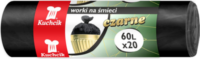Пакеты для мусора Kuchcik 60л 6мкм (20шт, черный) - 