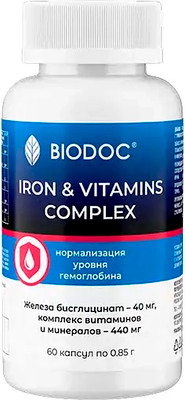 Витаминно-минеральный комплекс Biodoc Синергетический комплекс железа и витаминов (60 капсул) - 