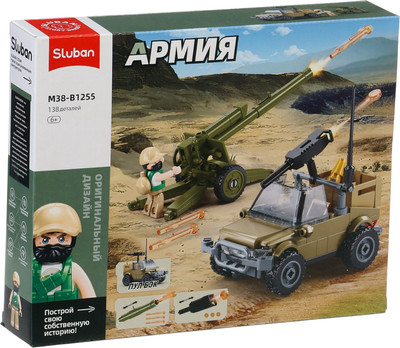 Конструктор Sluban Артиллерийский расчет с джипом M38-B1255 / 10893577 - 