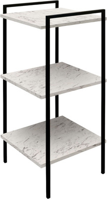 Стеллаж Древпром ДП4-12 ЛДСП (мрамор белый/черный матовый) -