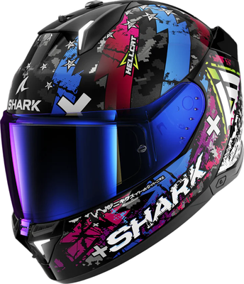 Мотошлем Shark Helmets Skwal I3 Hellcat / HE0828E-KUB-XXL (2XL, черный/фиолетовый/белый) - 