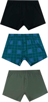 Комплект мужских трусов Mark Formelle 411152-3 (р.94-104, камень/клетка на темно-зеленом/черный) - 