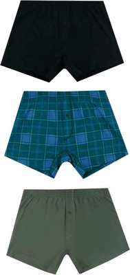 Комплект мужских трусов Mark Formelle 411152-3 (р.98-108, камень/клетка на темно-зеленом/черный) - 