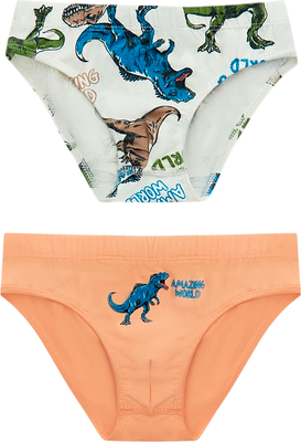 Комплект трусов детских Mark Formelle 413351-2 (р.104/110-56-51, персик/динозавры на молочном) - 