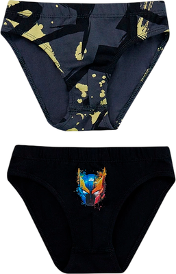 Комплект трусов детских Mark Formelle 413351-2 (р.92/98-52-48, черный/абстрактные узоры на сером) - 