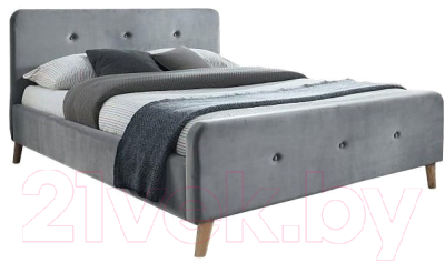 Двуспальная кровать Signal Malmo Velvet 160x200  (серый)