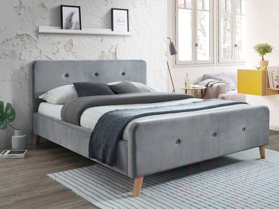 Двуспальная кровать Signal Malmo Velvet 160x200  (серый)