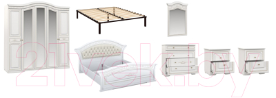 Комплект мебели для спальни Империал Диана с ОМ МИ ШК-5 (белый/золото)