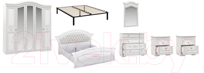 Комплект мебели для спальни Империал Диана с ОМ МИ ШК-5 (белый/серебристый)