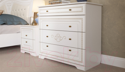 Комплект мебели для спальни Империал Каролина без ОМ 160 МИ ШК-5 (белый/золото)