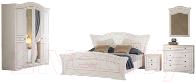 Комплект мебели для спальни Империал Каролина без ОМ 160 МИ ШК-4 (белый/золото)
