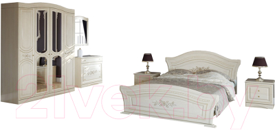 Комплект мебели для спальни Империал Франческа без ОМ МИ ШК-4 (береза/патина)