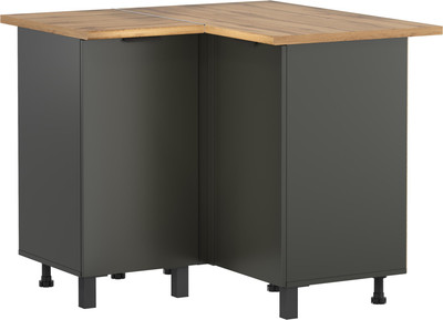 Шкаф-стол кухонный Олмеко Венера угловой (диамант серый/диамант серый/дуб вотан/белый) -