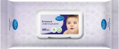 Влажные салфетки детские SOFTEX Алое вера (100шт) - 