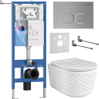 Унитаз подвесной с инсталляцией Roxen StounFix Dual Fresh 979010 - 