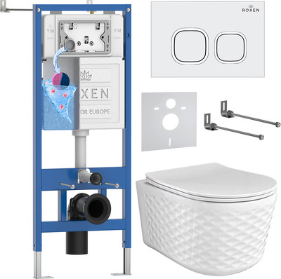 Унитаз подвесной с инсталляцией Roxen StounFix Dual Fresh 979014 - 