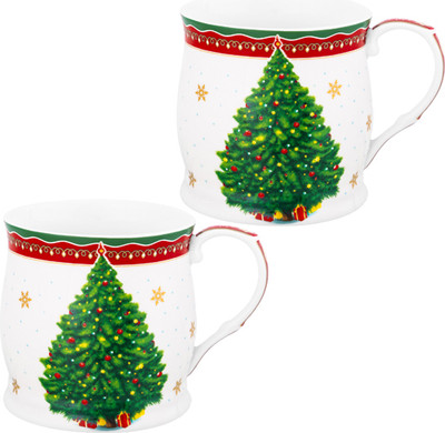 Набор кружек Elan Gallery Новогодняя елка New Bone China / 420794 -