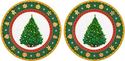 Набор тарелок Elan Gallery Новогодняя елка New Bone China / 420799 -
