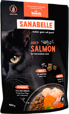 

Полувлажный корм для кошек, Sanabelle Juicy с лососем