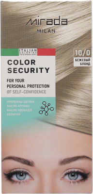 Крем-краска для волос Mirada Color security тон 10/0 Бежевый блонд - 