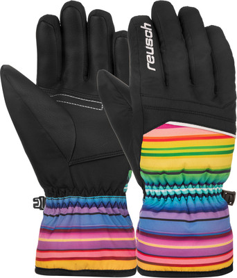 Перчатки лыжные Reusch Alan Junior / 6461115_7492 (р.6.5, Black/Multicol Lines) -