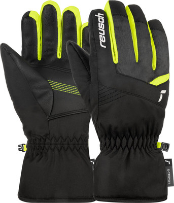 Перчатки лыжные Reusch Bennet R-Tex Xt Junior / 6461206-7686 (р.5, Black/Black Mellange/Safety Yellow) -