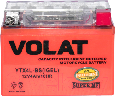 Мотоаккумулятор VOLAT YTX4L-BS iGEL R+ (4 А/ч)