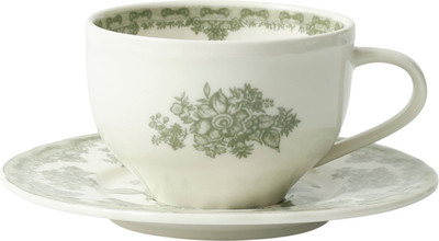 Чашка с блюдцем AksHome Blossom 250мл (керамика/зеленый) - 