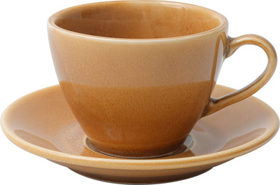 Чашка с блюдцем AksHome Opalus 200мл (фарфор/пшеничный) - 