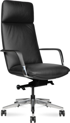 Кресло офисное Norden Neo / HD-2218-1 H (черная кожа/алюминиевая база) -