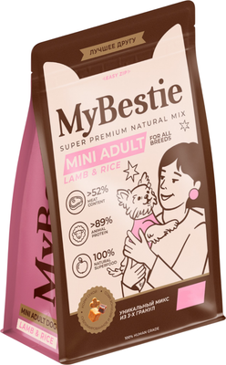 Сухой корм для собак MyBestie Mini Adult с ягненком / 2610022/DOG (2кг) - 
