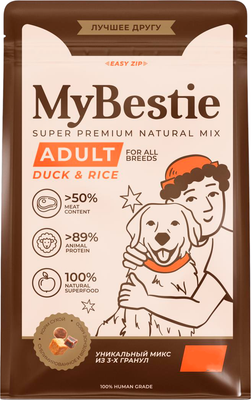 Сухой корм для собак MyBestie Adult с уткой / 2610042/DOG (2кг) - 