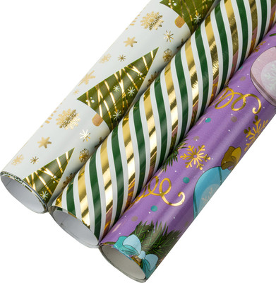 Набор бумаги для оформления подарков Золотая сказка Новогодняя / 592187 (3шт) - 