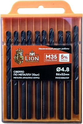 Набор сверл M-Lion По металлу 4.8x86мм / MHD488610P (10шт) -