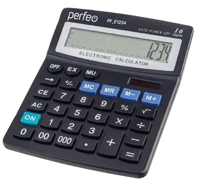 Калькулятор Perfeo PF Е1234 (черный) -