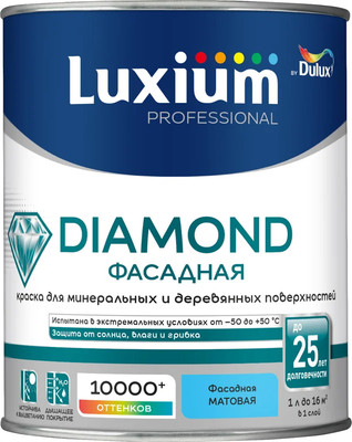 Краска Dulux Luxium Prof Diamond Фасадная гладкая BW (1л, матовый) -