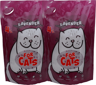 Наполнитель для туалета For Cats Силикагелевый с ароматом лаванды / TUZ022 (2x4л/1.55кг АКЦИЯ) - 