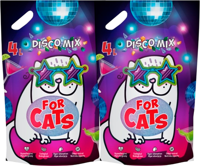 Наполнитель для туалета For Cats Disco Mix Силикагелевый с ароматом голубого лотоса / TUZ920 (2x4л АКЦИЯ) - 